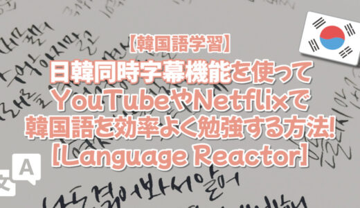 【韓国語学習】日韓同時字幕機能を使ってYouTubeやNetflixで韓国語を効率よく勉強する方法［Language Reactor］